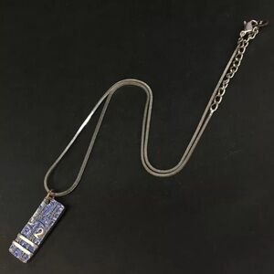 Authentic Christian Dior Trotter Oblique Silver Tone Pendant Necklace